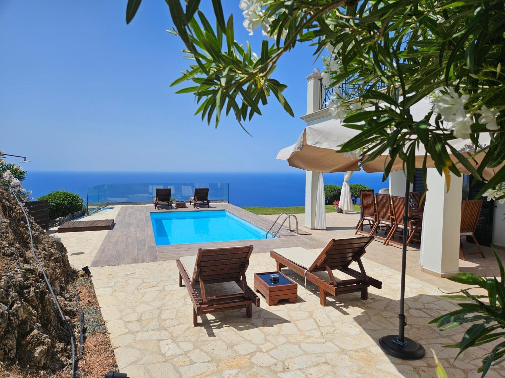 Villa Vardia-Amazing Seaviews With Heated Pool Sinarades Екстер'єр фото